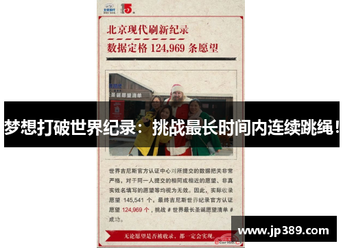 梦想打破世界纪录：挑战最长时间内连续跳绳！
